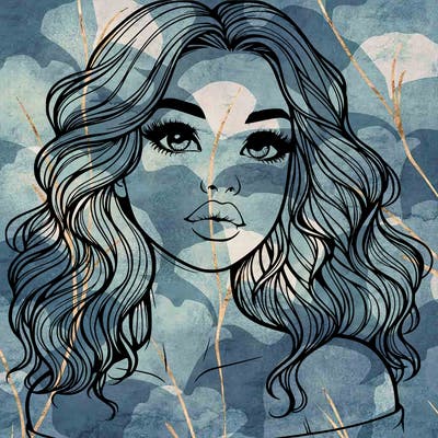 realistic girl with wavy hair and lips