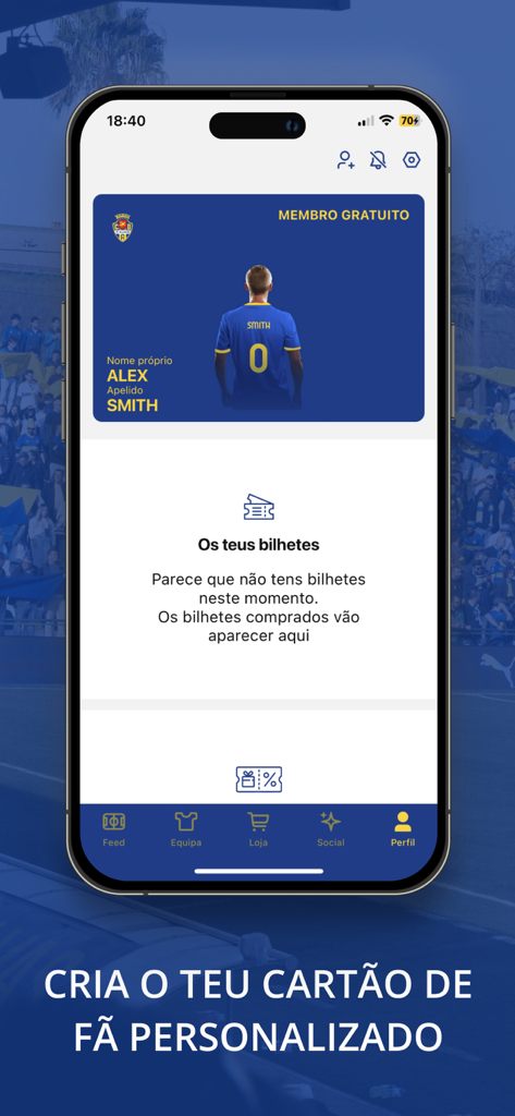 O Elvas - Cartão digital de sócio no perfil da aplicação O Elvas