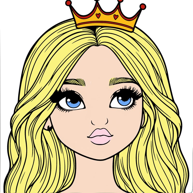 a realistic girl with a crown on