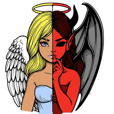 realistic angel half demon