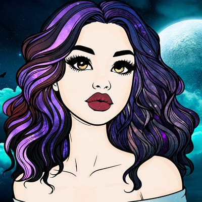 realistic girl with wavy hair and lips