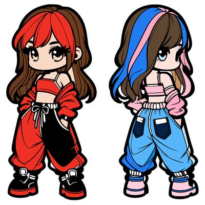 girl in crop top and baggy pants