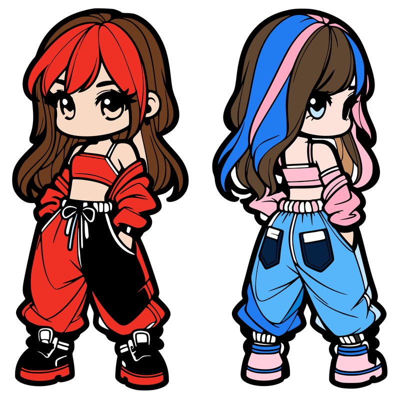 girl in crop top and baggy pants