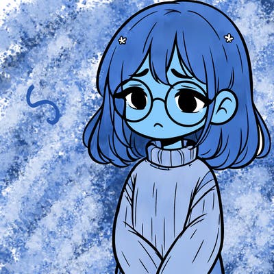 sad girl with glasses in a sweater