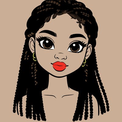a realistic black girl with braids