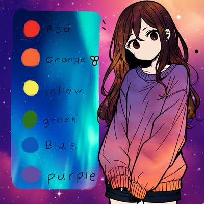 manga teen girl  in a sweater and baggy pants