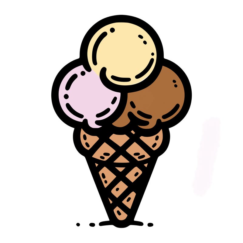 ice cream cone with three big scoops