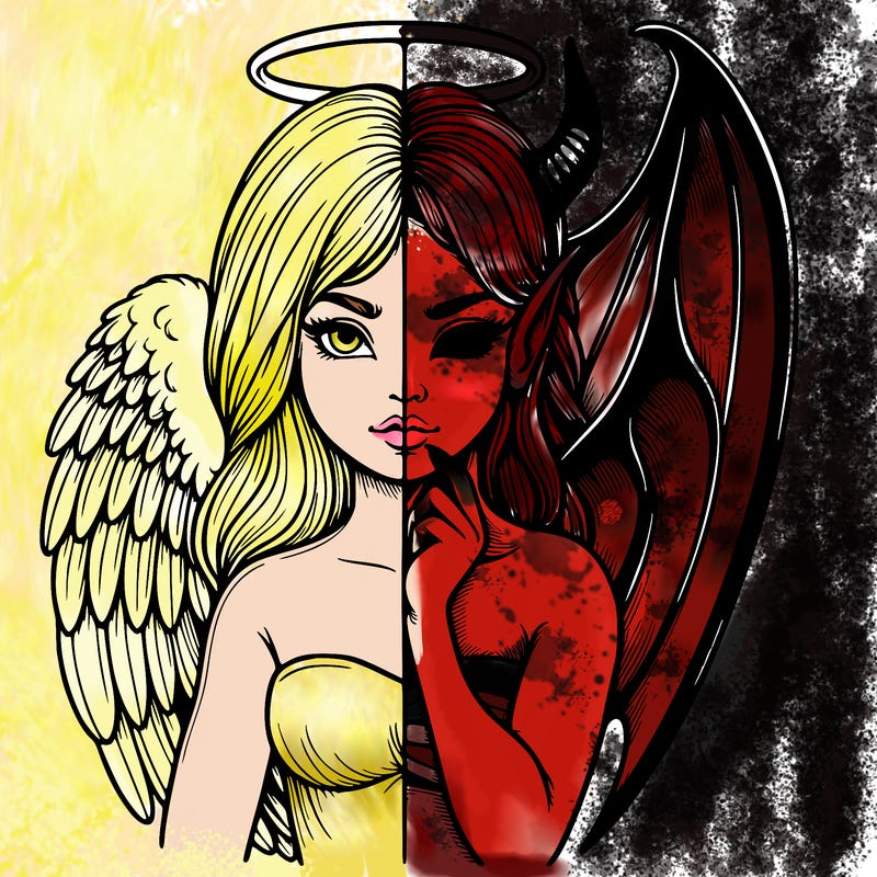 realistic angel half demon