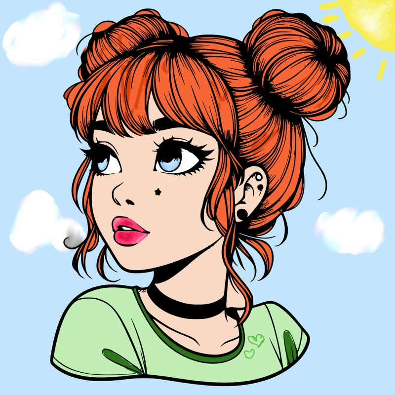 realistic girl with spacebuns