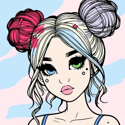 realistic girl with space buns
