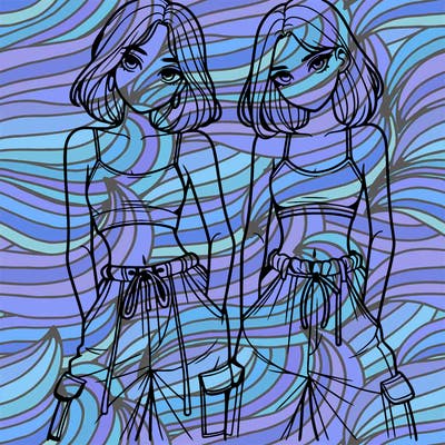 two girls with crop top with baggy pants