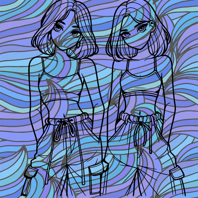 two girls with crop top with baggy pants