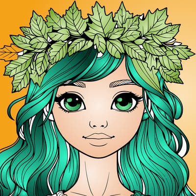 realistic girl with fall leaf crown