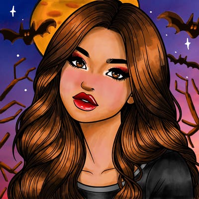 realistic girl with hair on her hair and lips