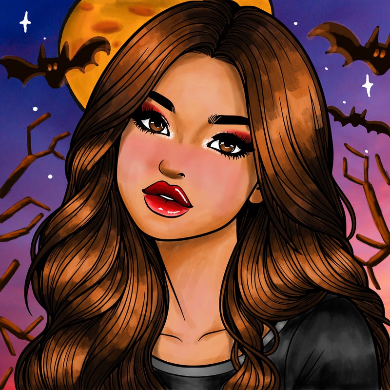 realistic girl with hair on her hair and lips