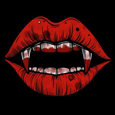 lips with vampire teeth