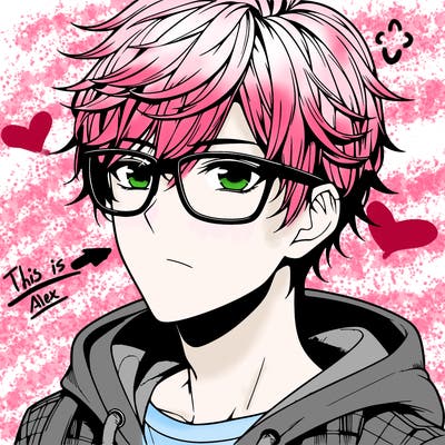 anime boy wearing hot glasses realistic