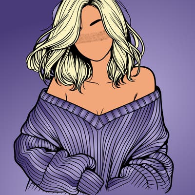 realistic girl with sweater falling off shoulders