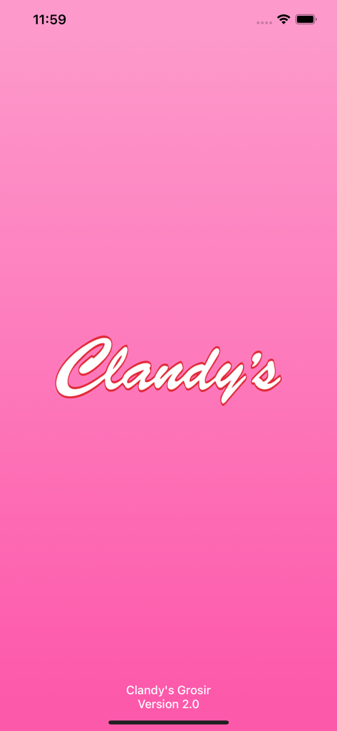Clandys - Clandys app splash screen featuring the logo on a pink background