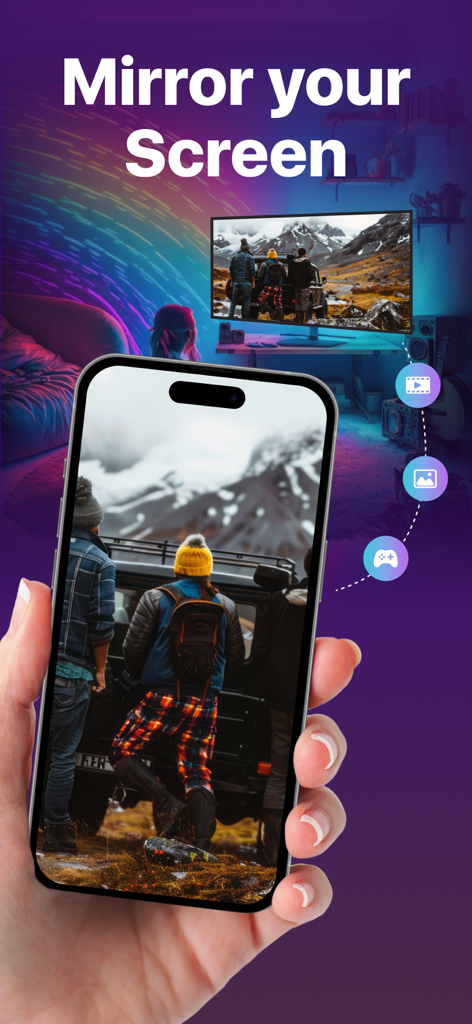 TV Remote, Universal Control - iPhone diffusant une photo sur une Smart TV à l'aide de l'application de télécommande universelle