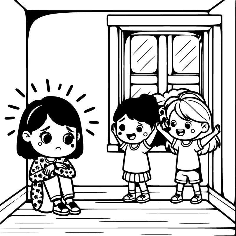 a girl in a corner and her friends trying to cheer her up