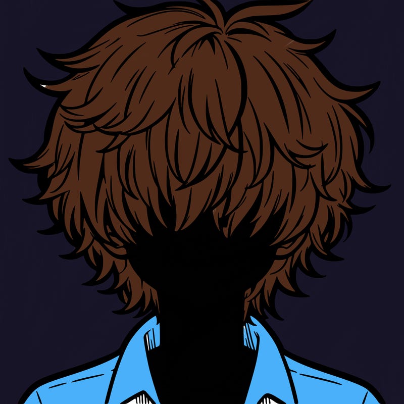 manga boy fluffy hair covering his eyes