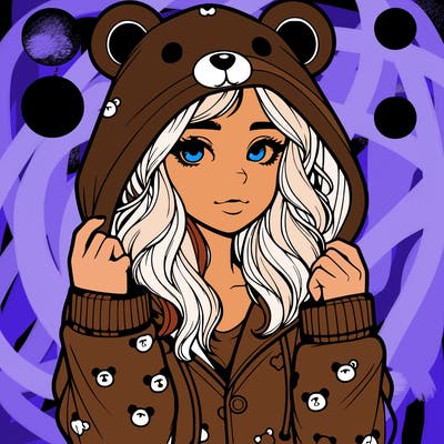 realistic girl in a animal pjs hoodie