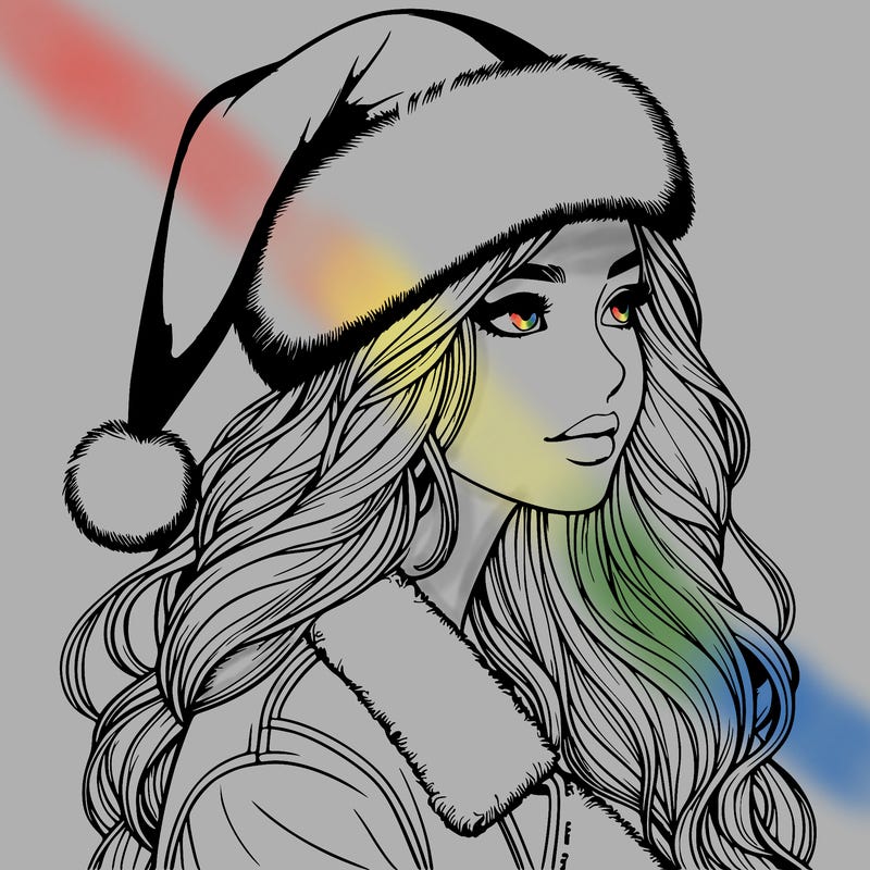 realistic girl in santa hat