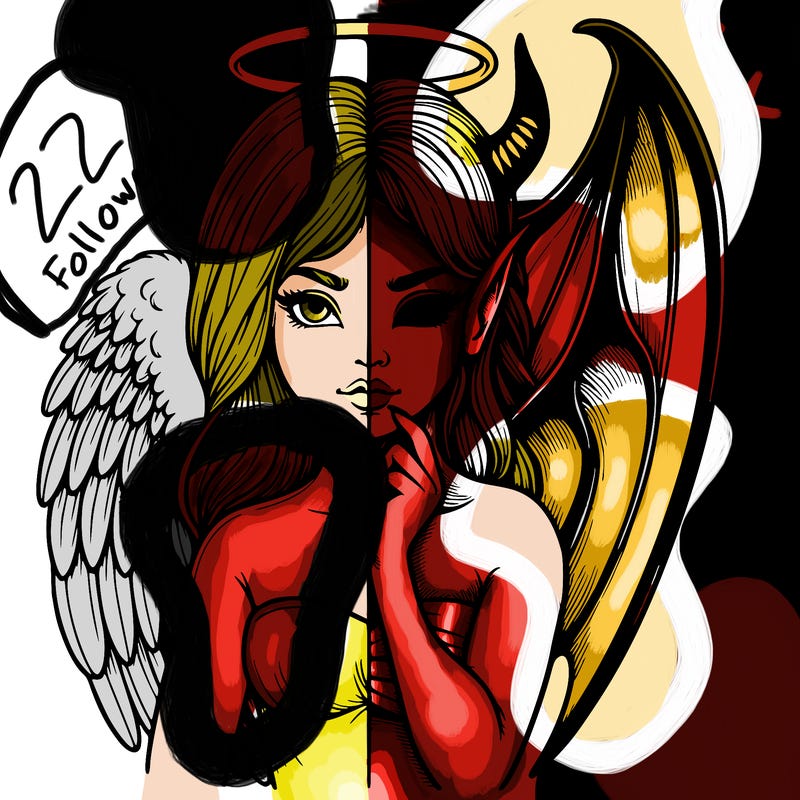 realistic angel half demon