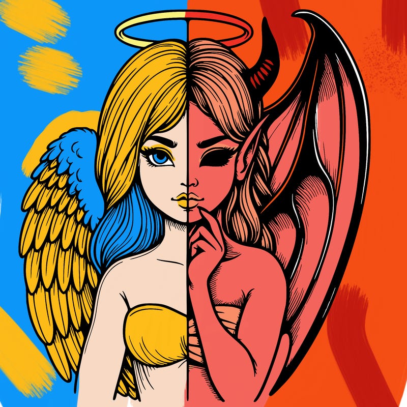 realistic angel half demon