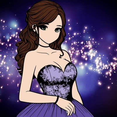 realistic girl in prom dress