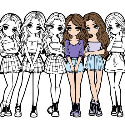 a group of girls realistic