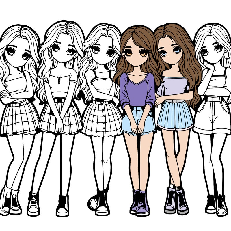 a group of girls realistic