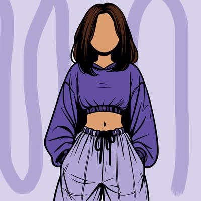 realistic girl faceless with baggy pants and a crop top