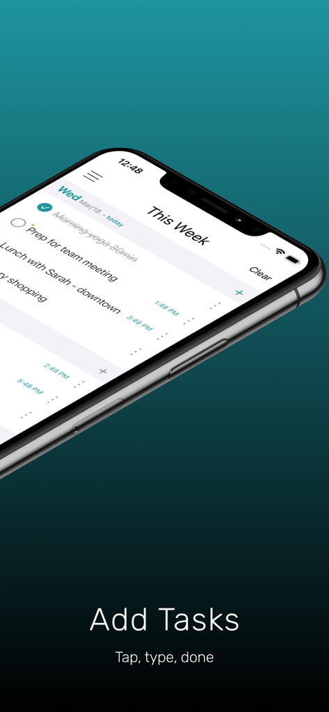This Week - Weekly To-Do List - Eine minimalistische Aufgabenverwaltungsansicht in der App Diese Woche für iOS mit einer sauberen Wochenansicht.
