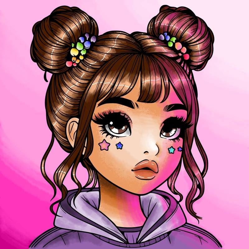 realistic girl with space buns