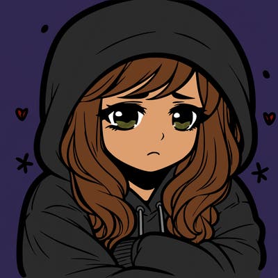 sad girl with hoodie on