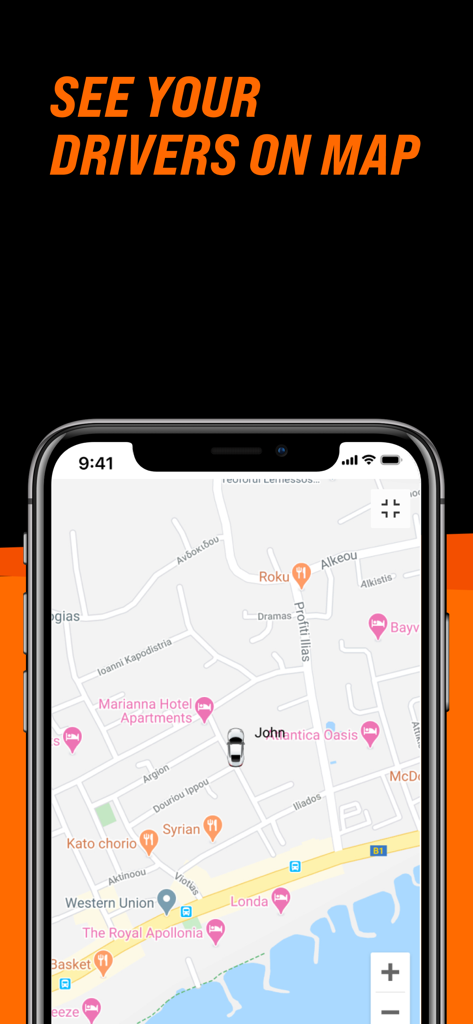 GetTransfer DRIVER Service - GetTransfer DRIVER Service app interface displaying a driver icon on a map