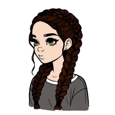 realistic girl with braids