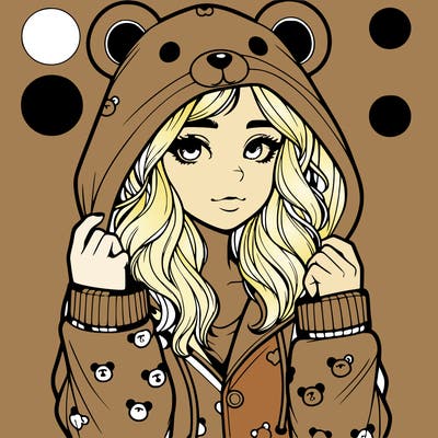 realistic girl in a animal pjs hoodie