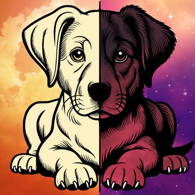 realistic dog split picture
