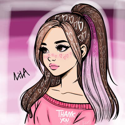 realistic girl with a high ponytail