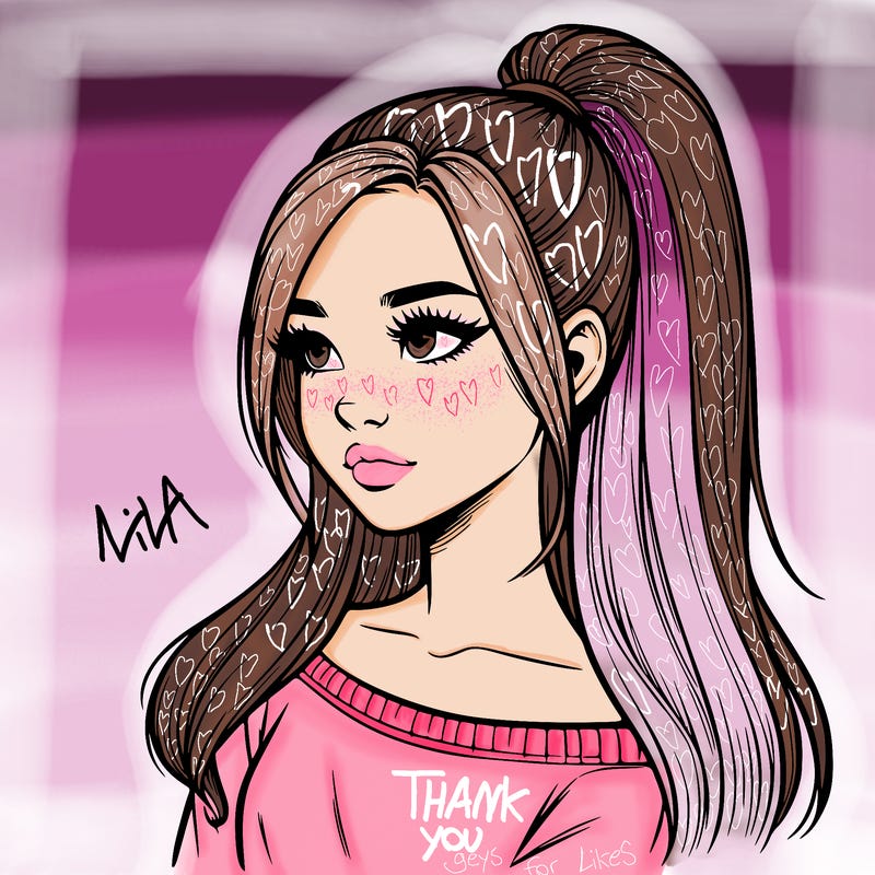 realistic girl with a high ponytail