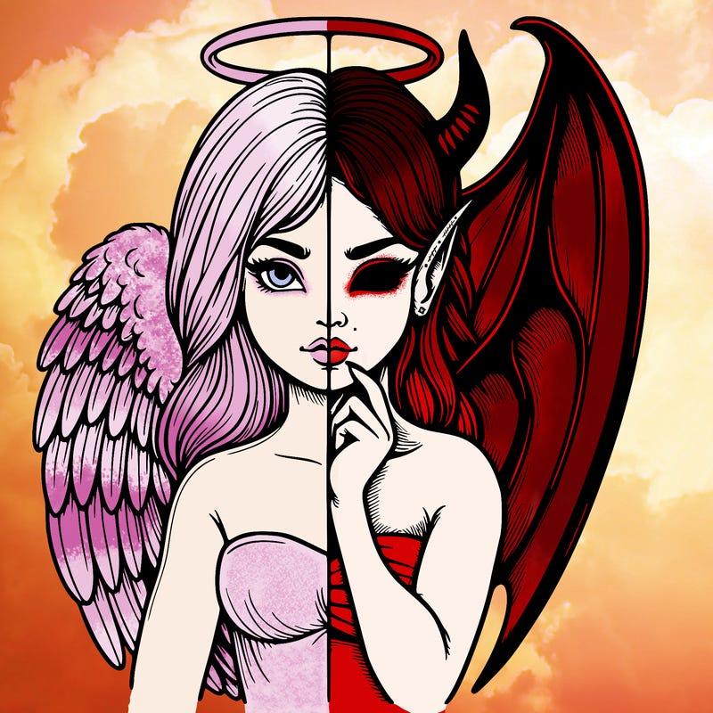 realistic angel half demon