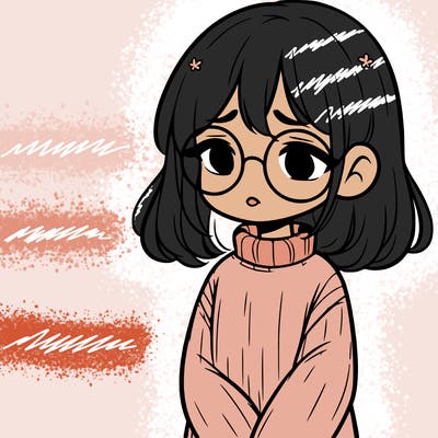 sad girl with glasses in a sweater