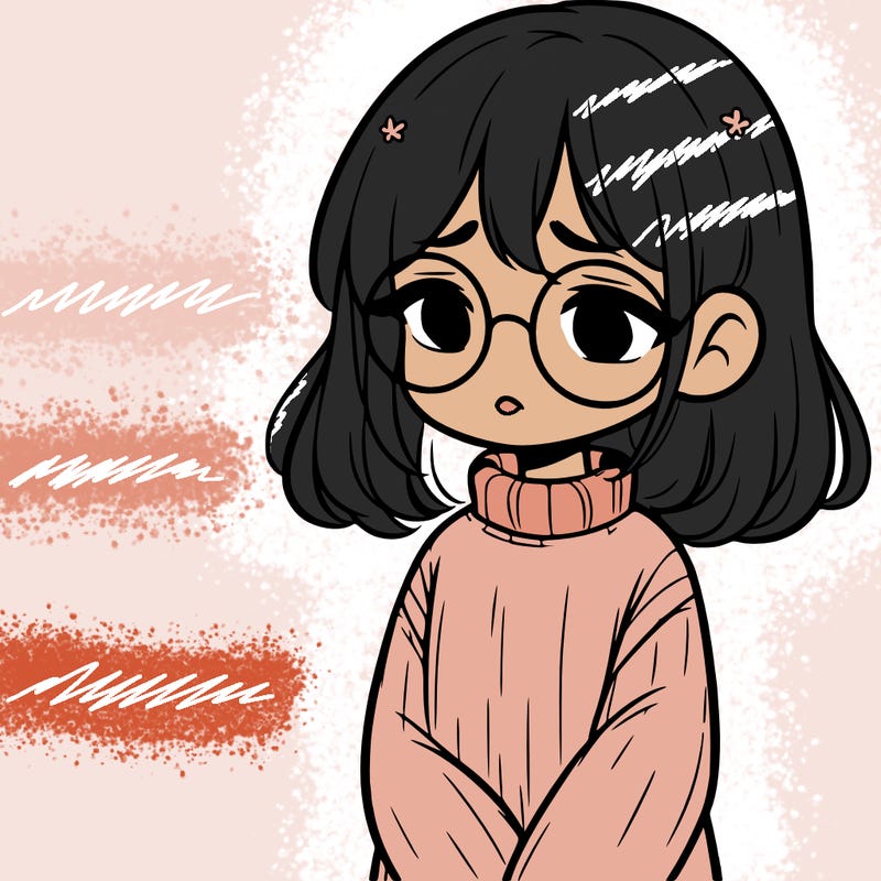 sad girl with glasses in a sweater