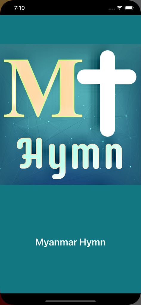 Myanmar Hymnal - Myanmar Hymnal app splash screen featuring a Christian cross and the app logo