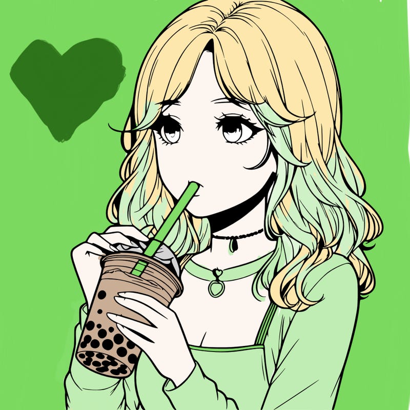 realistic girl drinking boba tea
