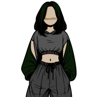 realistic girl faceless with baggy pants and a crop top