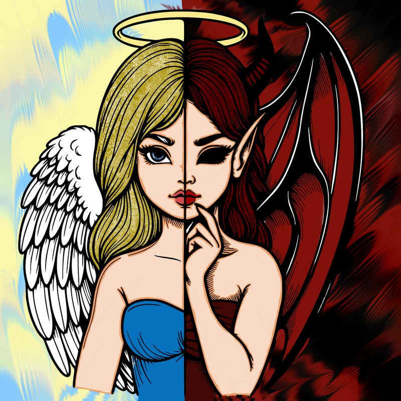 realistic angel half demon